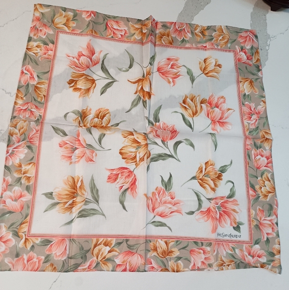 Yves Saint Laurent Flower Pink/ Yellow Scarf/Scarves - Picture 1 of 12